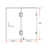 100 x 200cm Wall to Wall Frameless Shower Screen 10mm Glass By Della Francesca - Rear View