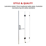 110 x 200cm Wall to Wall Frameless Shower Screen 10mm Glass By Della Francesca - 45-Degree Angle