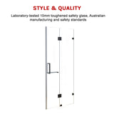 120 x 200cm Wall to Wall Frameless Shower Screen 10mm Glass By Della Francesca - 45-Degree Angle