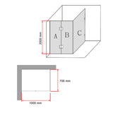 1000 x 700mm Frameless 10mm Glass Shower Screen By Della Francesca - Close-Up Angle