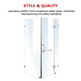 1000 x 800mm Frameless 10mm Glass Shower Screen By Della Francesca - Rear View
