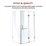 1100 x 900mm Frameless 10mm Glass Shower Screen By Della Francesca - Rear View