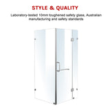 1200 x 700mm Frameless 10mm Glass Shower Screen By Della Francesca - 45-Degree Angle