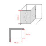 1100 x 1000mm Frameless 10mm Glass Shower Screen By Della Francesca - Rear View