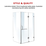 1200 x 1000mm Frameless 10mm Glass Shower Screen By Della Francesca - 45-Degree Angle