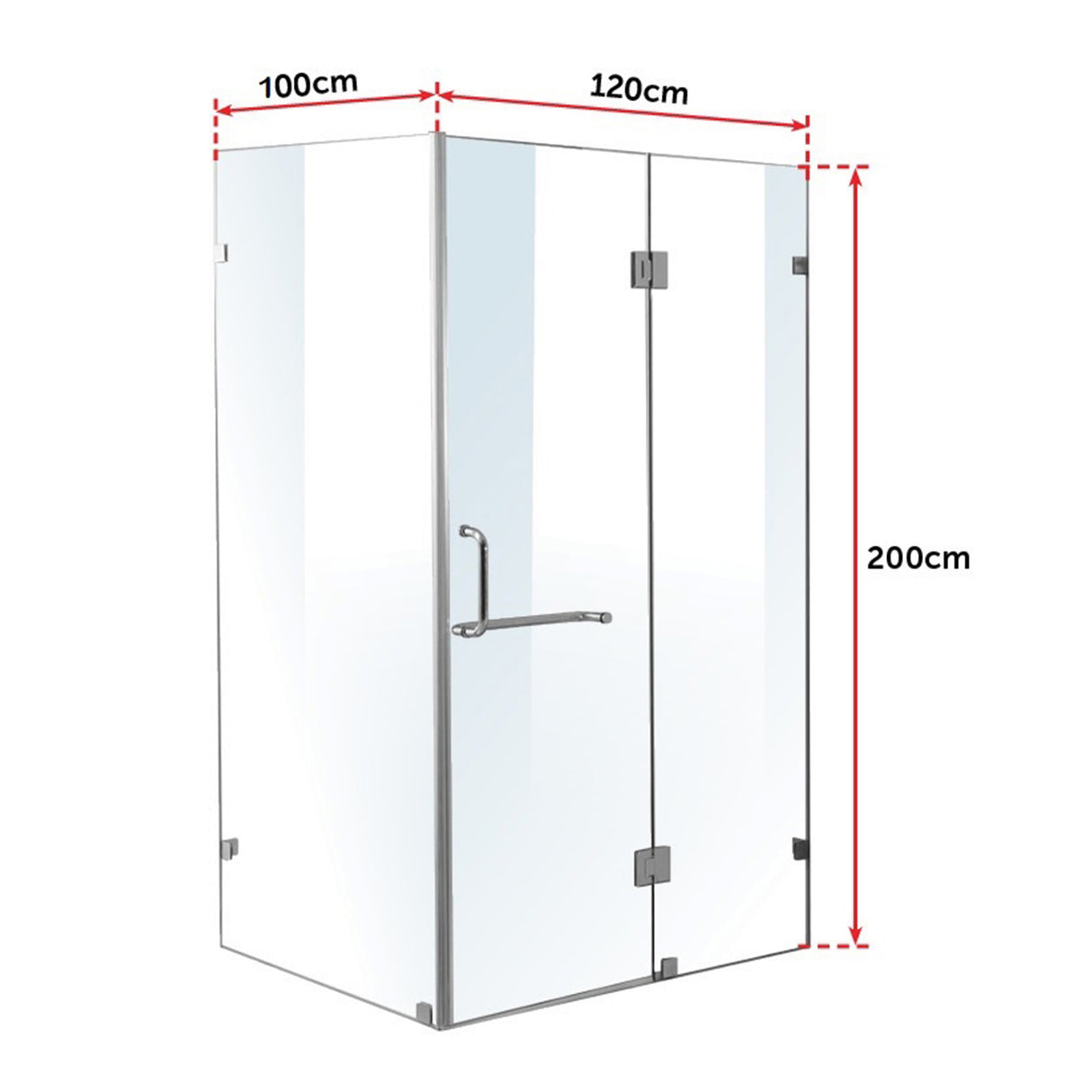 1200 x 1000mm Frameless 10mm Glass Shower Screen By Della Francesca