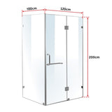 1200 x 1000mm Frameless 10mm Glass Shower Screen By Della Francesca - Rear View