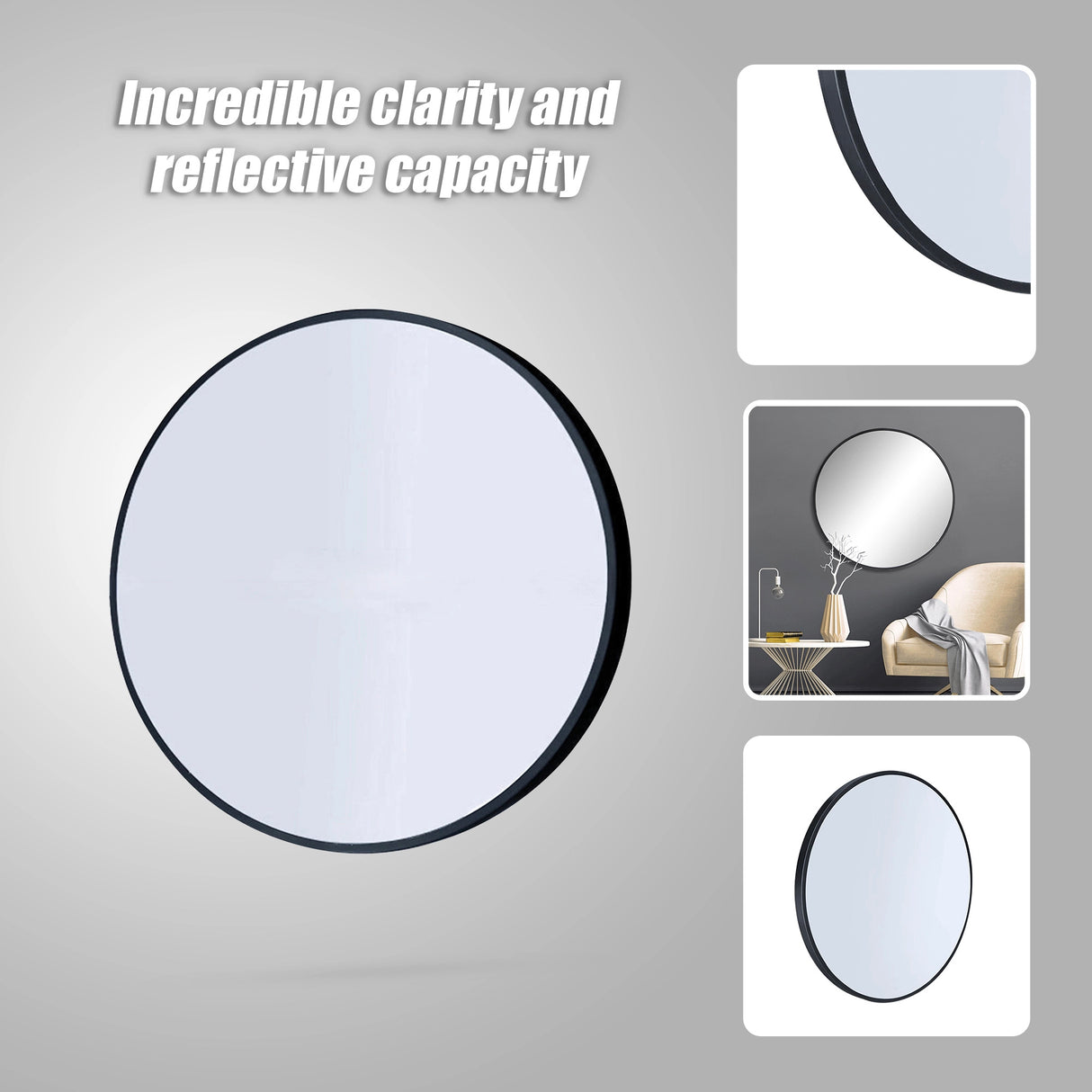 70cm Round Wall Mirror Bathroom Makeup Mirror by Della Francesca