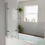 3 Fold Chrome Folding Bath Shower Screen Door Panel 1300mm x 1400mm