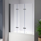 3 Fold Black Folding Bath Shower Screen Door Panel 1300mm x 1400mm