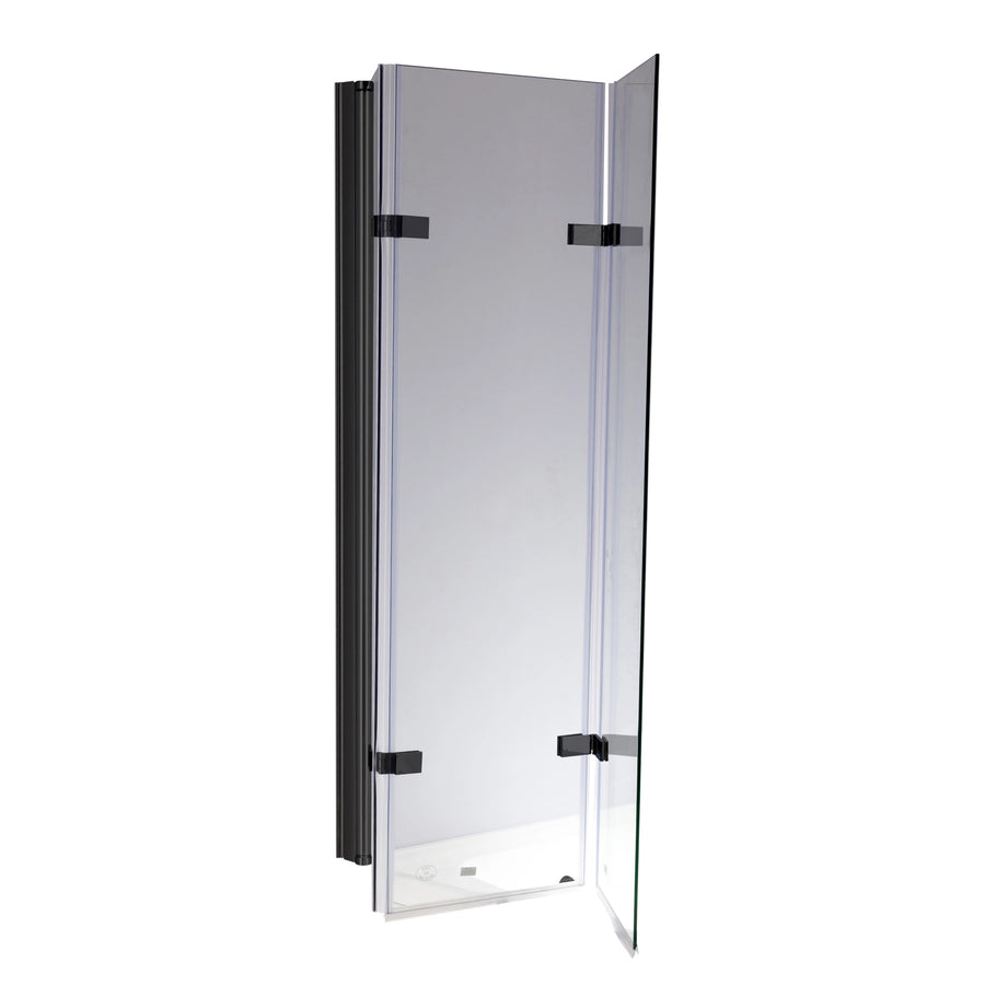 3 Fold Black Folding Bath Shower Screen Door Panel 1300mm x 1400mm