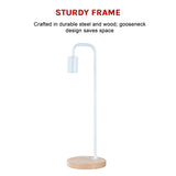 Modern Table lamp Desk Light Timber Base Bedside Bedroom White
