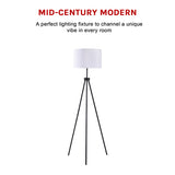 Mid-Century Floor Lamp Modern Tripod Decor Living Room Standing - Close-Up Angle