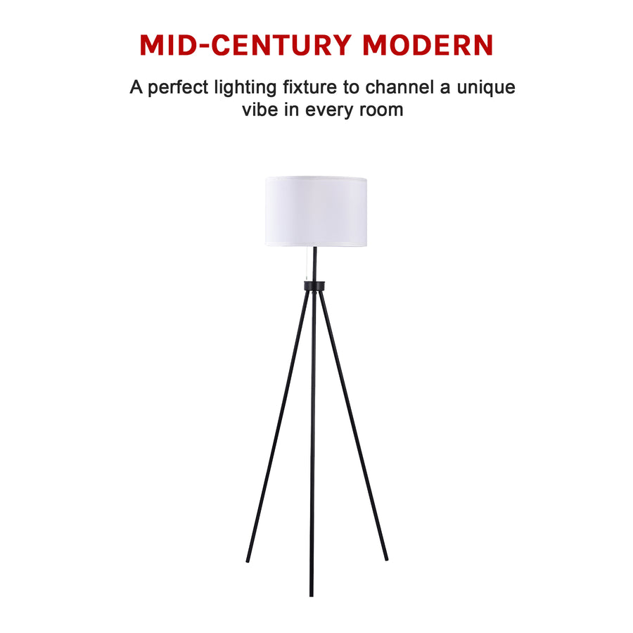 Mid-Century Floor Lamp Modern Tripod Decor Living Room Standing