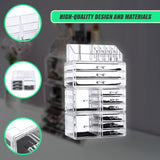 11 Drawers Clear Acrylic Tower Organiser Cosmetic jewellery Luxury Storage Cabinet - 45-Degree Angle