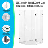 1000 x 1000mm Frameless 10mm Glass Shower Screen By Della Francesca