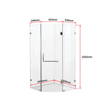 1000 x 1000mm Frameless 10mm Glass Shower Screen By Della Francesca - Rear View