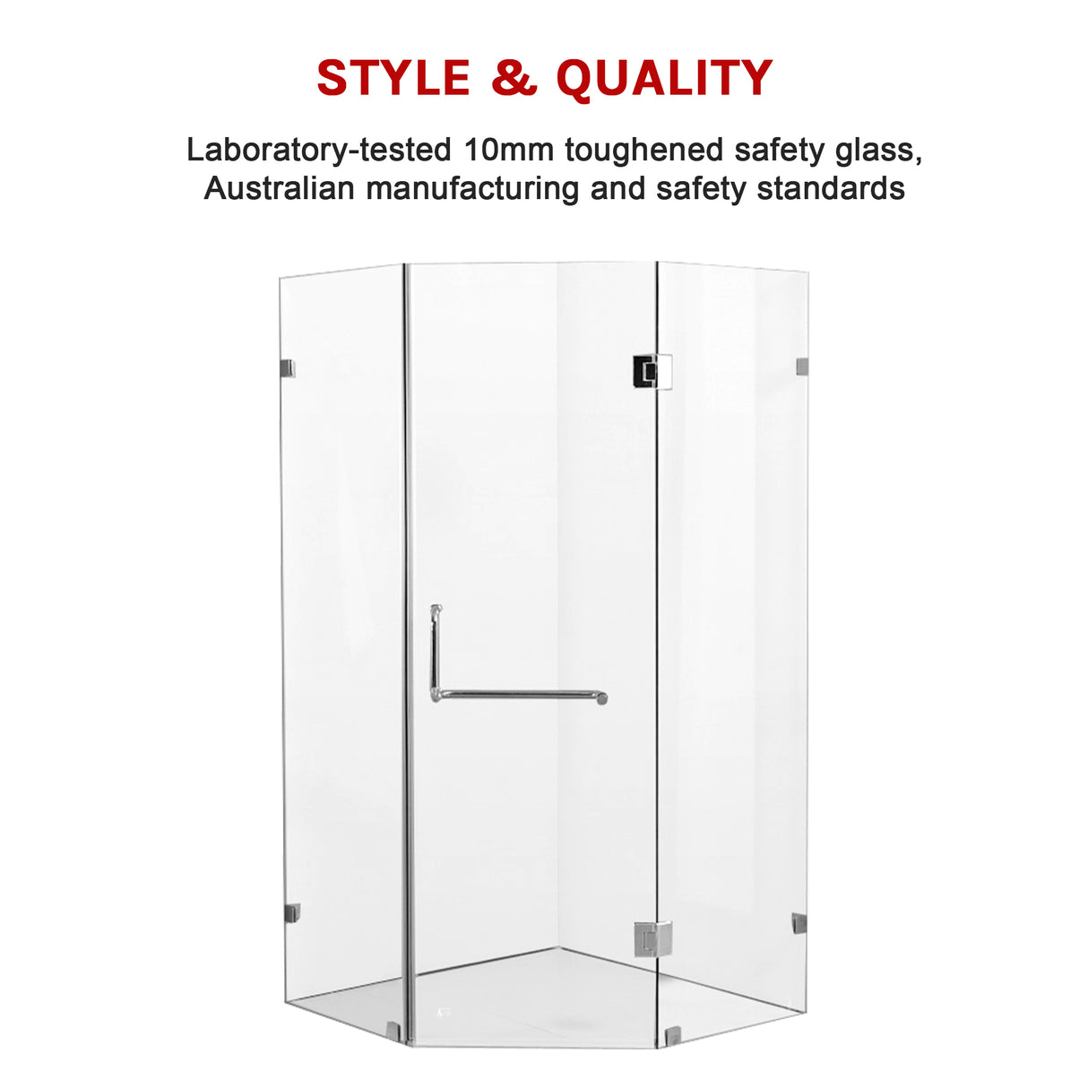 900 x 900mm Frameless 10mm Glass Shower Screen By Della Francesca