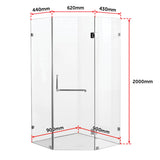 900 x 900mm Frameless 10mm Glass Shower Screen By Della Francesca