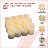 Flameless Candles LED Candles Set of 12 Battery Flickering Bulb