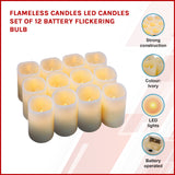 Flameless Candles LED Candles Set of 12 Battery Flickering Bulb - Front View