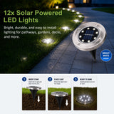 12x Solar Powered LED Buried Inground Recessed Light Garden Outdoor Deck Path