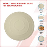 38cm XL Pizza & Baking Stone for BBQ/Oven/Grill - Front View