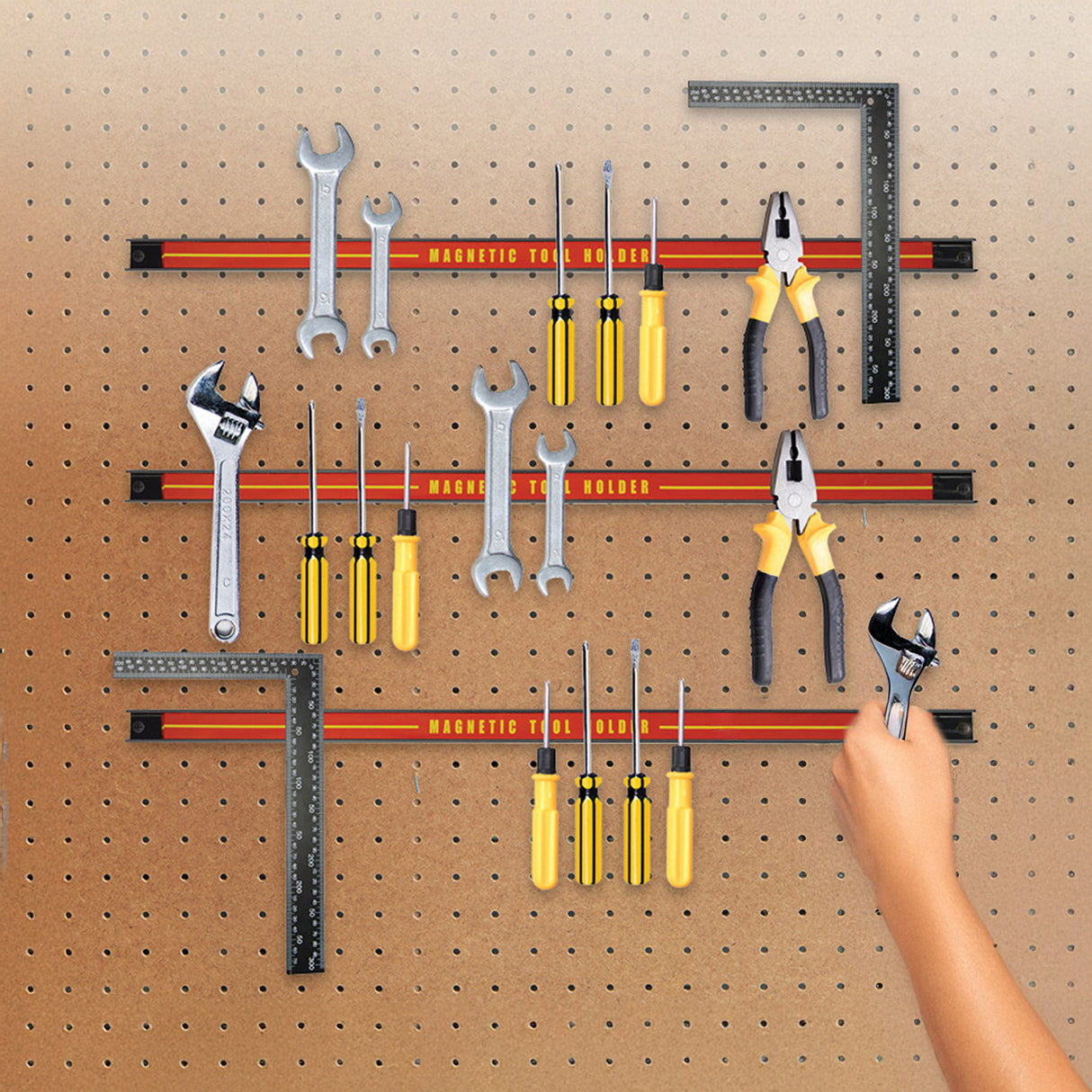 3 x 61cm Magnetic Wall Mounted Tool Holder Storage Organiser Garage Workshop