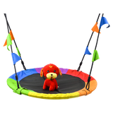 1m Tree Swing in Multi-Color Rainbow Kids Indoor/Outdoor Round Mat Saucer Swing - Front View