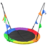 1m Tree Swing in Multi-Color Rainbow Kids Indoor/Outdoor Round Mat Saucer Swing - 45-Degree Angle