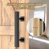 12" Square Pull and Flush Door Handle Set Black Barn Door Hardware
