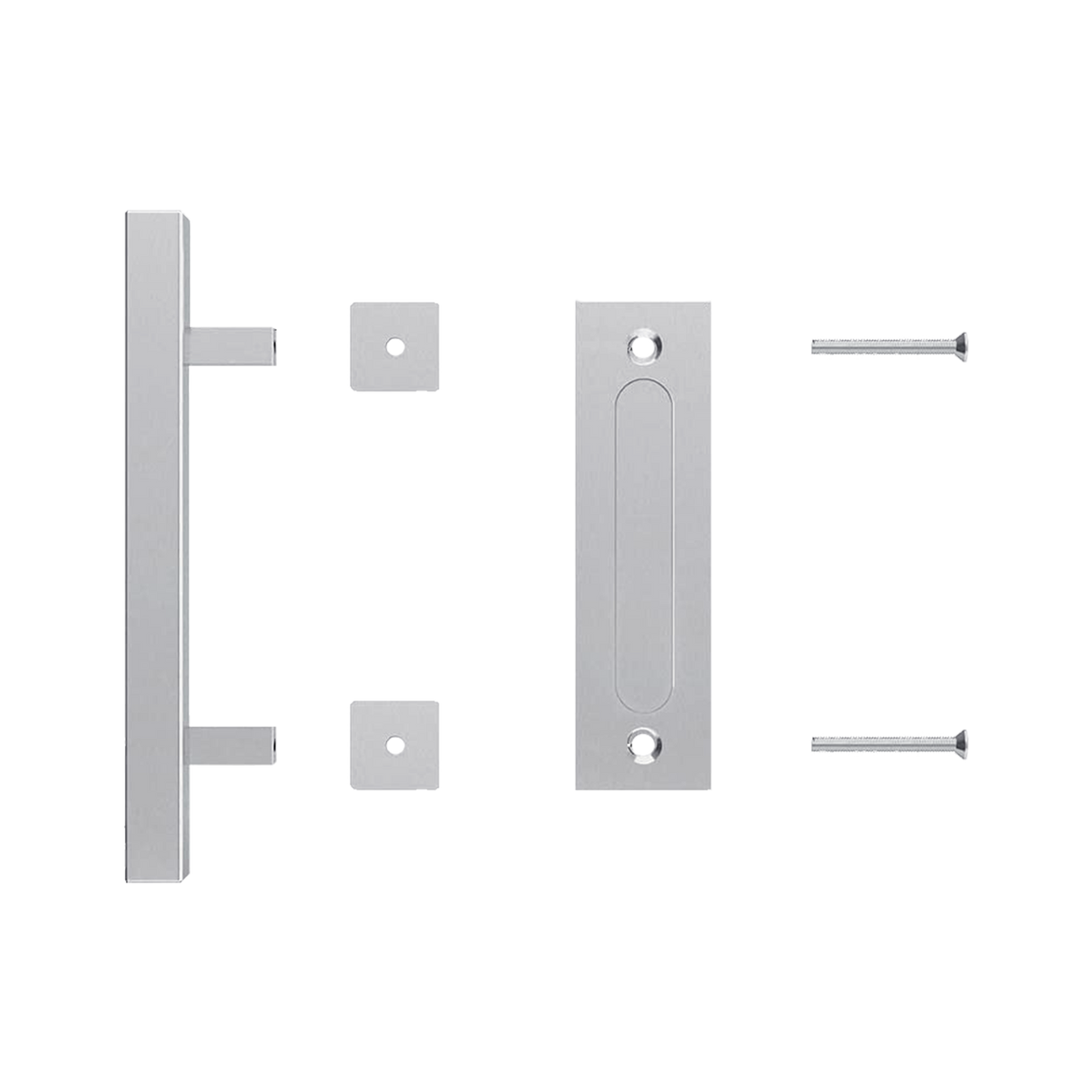 12" Square Pull and Flush Door Handle Set Stainless Steel Barn Door Hardware