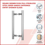 Round 300mm Stainless Steel Push Pull Door Handle for Wood Glass