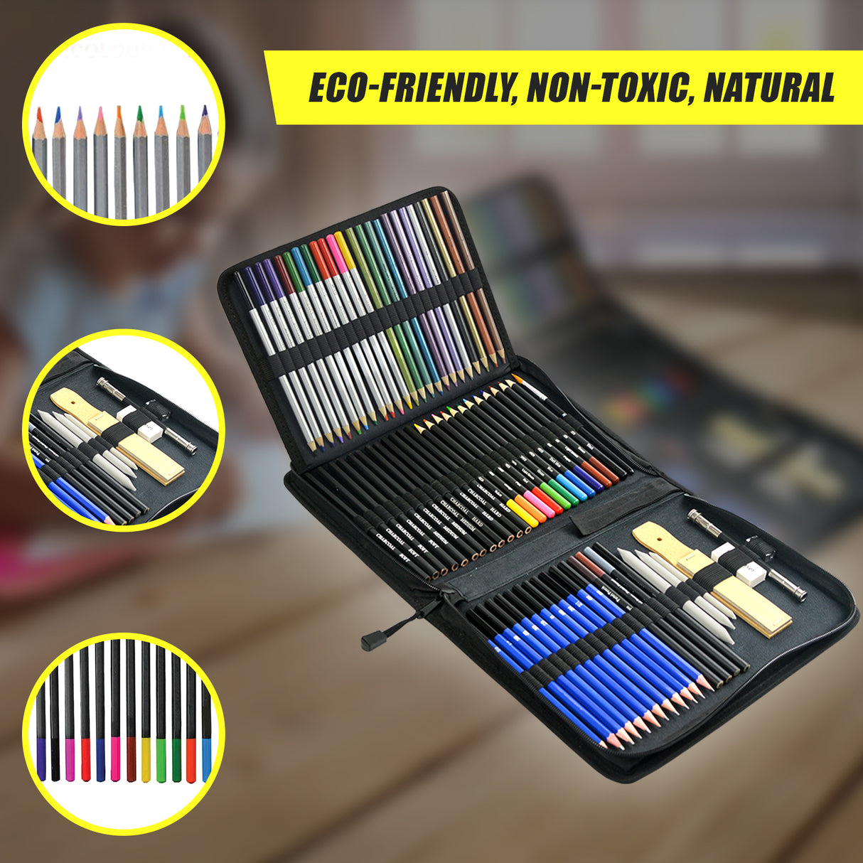 Art Sketch Pencils Oil Drawing Colouring Graphite Charcoal Pencil Set 72pcs/set