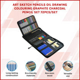 Art Sketch Pencils Oil Drawing Colouring Graphite Charcoal Pencil Set 72pcs/set - Front View