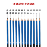 Art Sketch Pencils Oil Drawing Colouring Graphite Charcoal Pencil Set 72pcs/set - Top-Down View