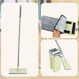4x Microfiber Pads Flat Mop Bucket Kit 360 Rotating Self Wash Cleaning