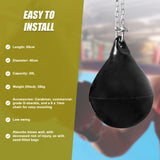 30L Water Punching Bag Aqua with D-Shackle and Chain - Side View