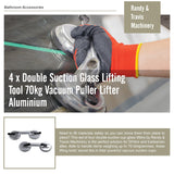 4 x Double Suction Glass Lifting Tool 70kg Vacuum Puller Lifter Aluminium - 45-Degree Angle