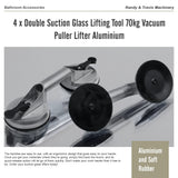 4 x Double Suction Glass Lifting Tool 70kg Vacuum Puller Lifter Aluminium - Close-Up Angle