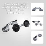 4 x Double Suction Glass Lifting Tool 70kg Vacuum Puller Lifter Aluminium - Low Angle