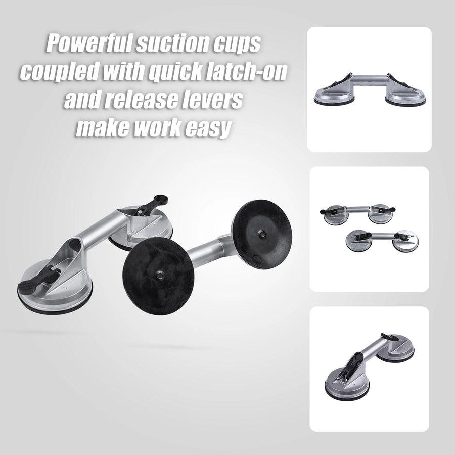 4 x Double Suction Glass Lifting Tool 70kg Vacuum Puller Lifter Aluminium