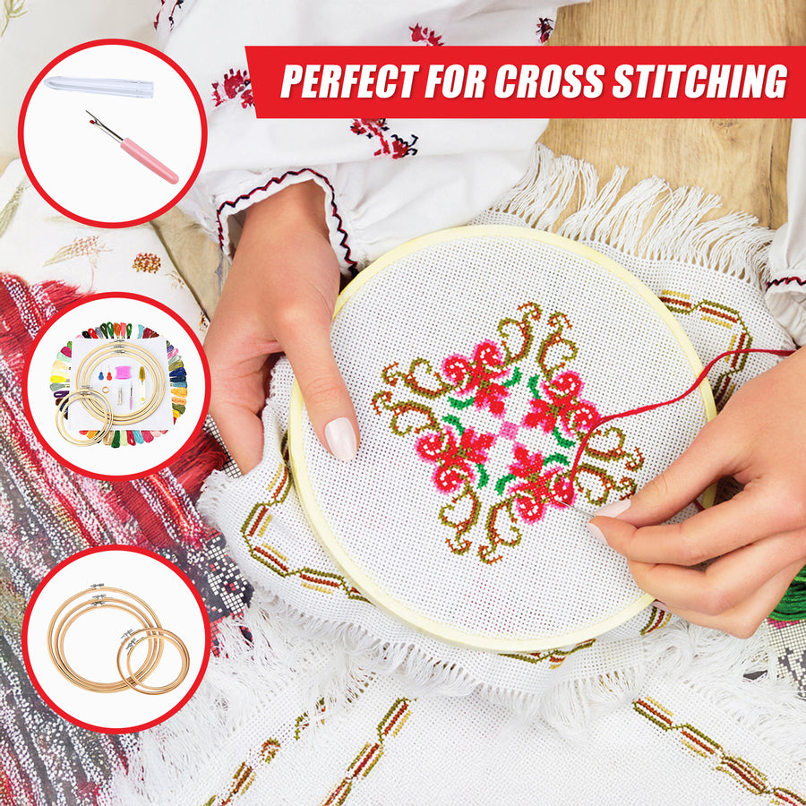 Embroidery Starter Kit Cross Stitch Kit DIY Hand Craft Stitch 50 Colour Kit