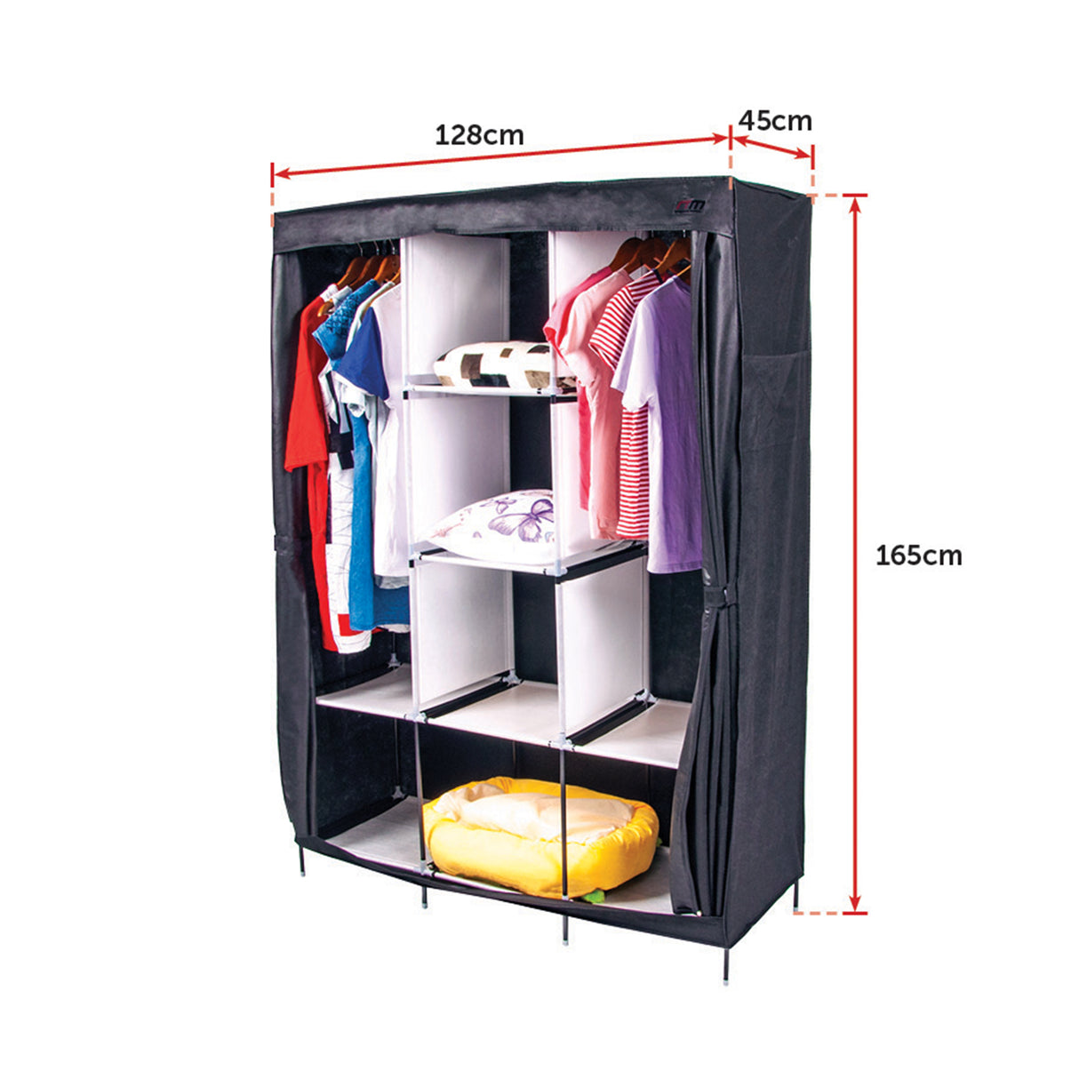 Large Portable Clothes Closet Canvas Wardrobe Storage Organizer with Shelves