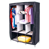Large Portable Clothes Closet Canvas Wardrobe Storage Organizer with Shelves - Rear View