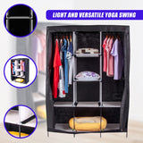Large Portable Clothes Closet Canvas Wardrobe Storage Organizer with Shelves - Close-Up Angle