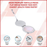 20cm Premium Tortilla Press Flat Bread Maker Taco Roti Chapati Health Food Pastry - Front View