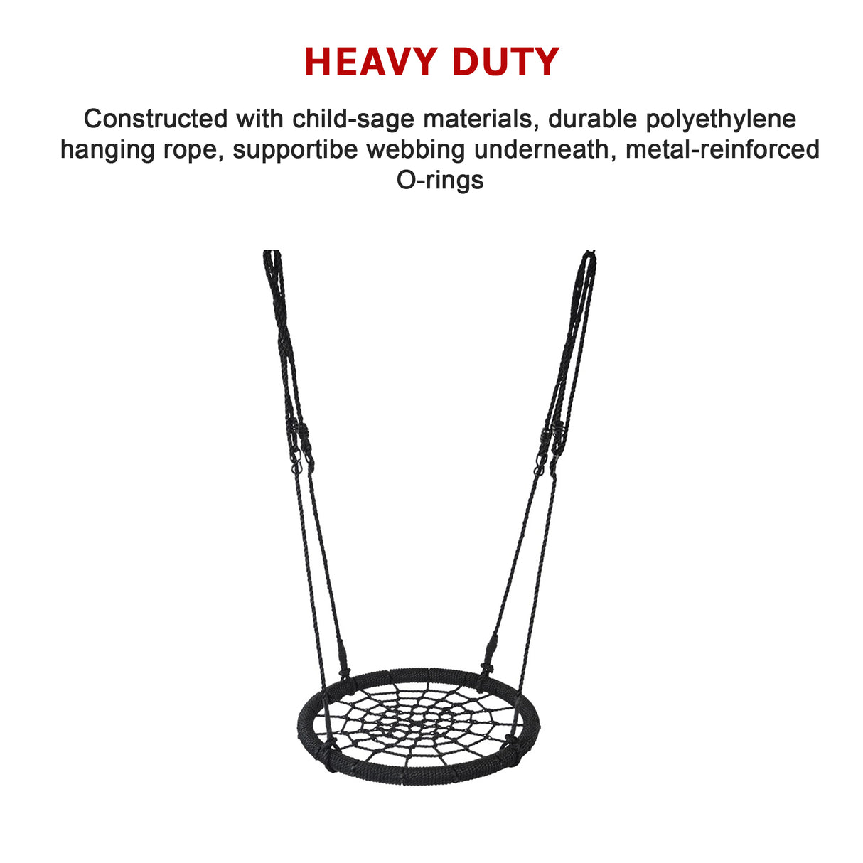 Kids Rope Swing Round Outdoor Birds Crows Nest Spider Web Swing Seat 65cm