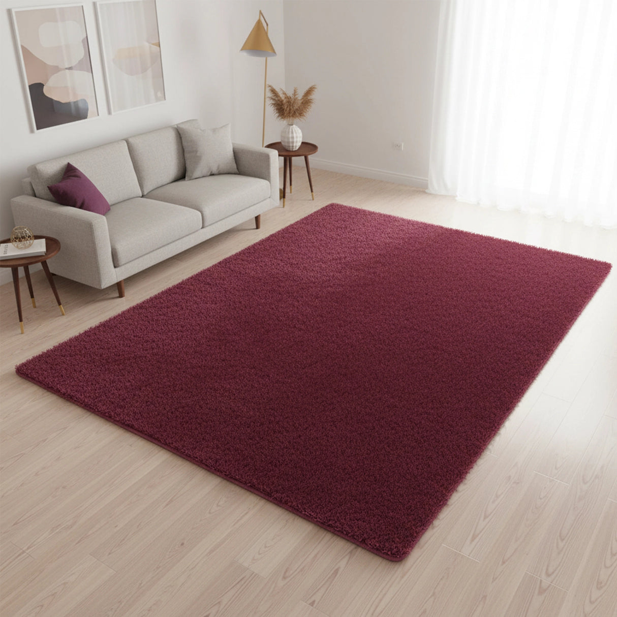 230x160cm Floor Rugs Large Shaggy Rug Area Carpet Bedroom Living Room Mat - Burgundy