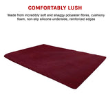 230x160cm Floor Rugs Large Shaggy Rug Area Carpet Bedroom Living Room Mat - Burgundy - Extra Image